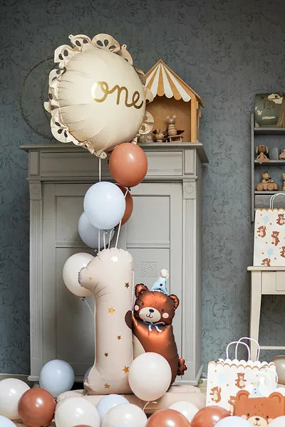 Pallone numero 1 anno con orso standard81 x 72 cm