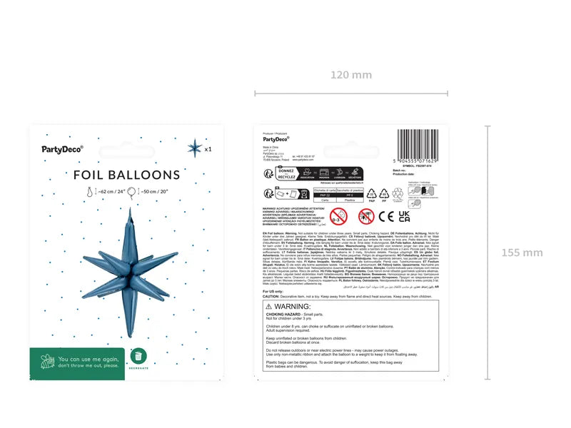 Palloncino a stella blu scuro 50 cm