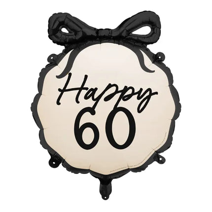 Palloncino ad elio 60 anni nero bianco 53 cm