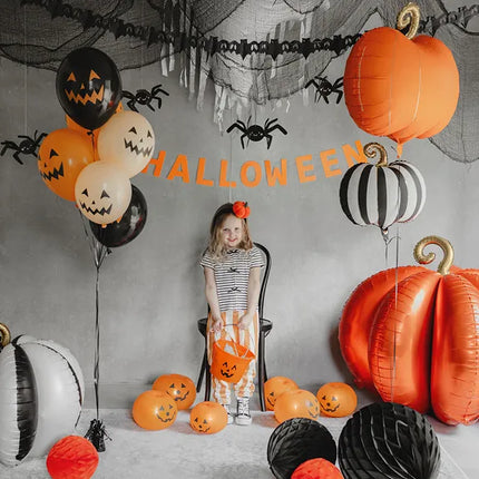 Palloncino ad elio a forma di zucca nero bianco vuoto 39 cm
