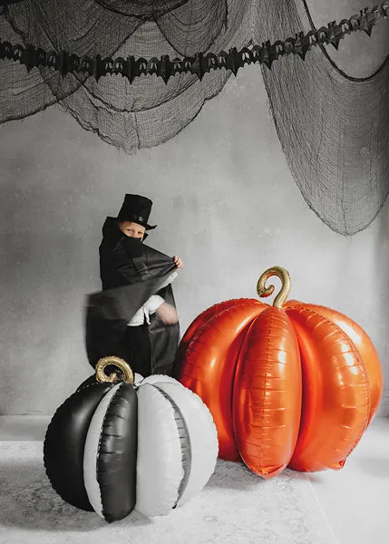 Palloncino ad elio a forma di zucca nero bianco vuoto 39 cm