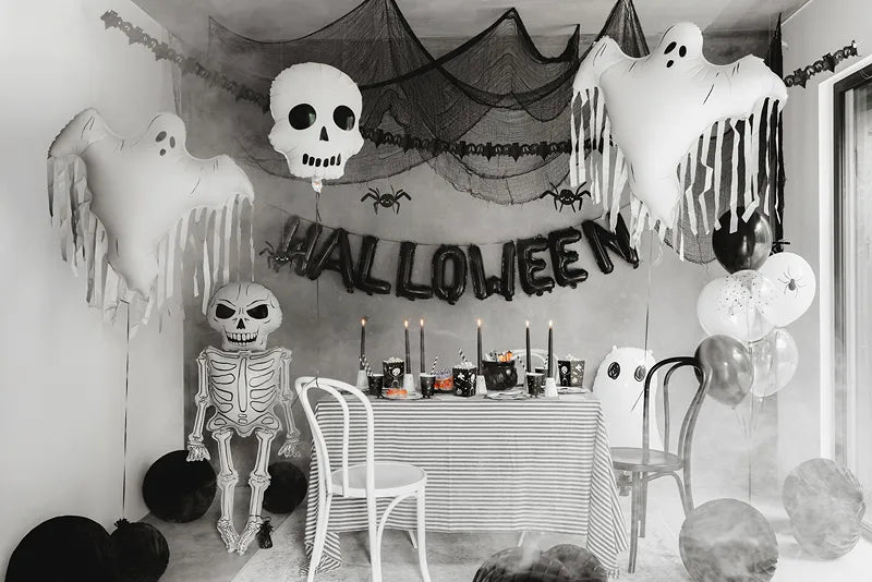 Palloncino ad elio Halloween Bianco Nero Teschio Vuoto 41cm