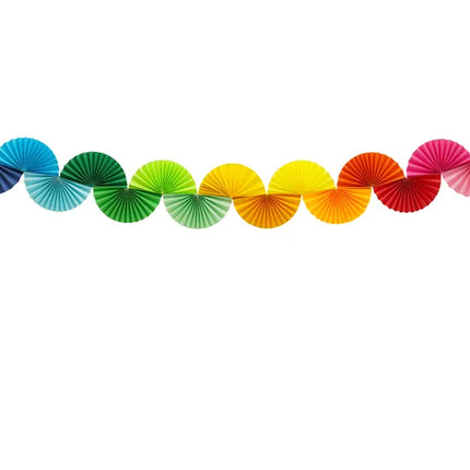 Ventagli di carta a ghirlanda arcobaleno 2,5 m