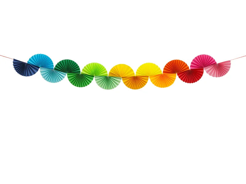 Ventagli di carta a ghirlanda arcobaleno 2,5 m