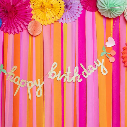 Ghirlanda di lettere di buon compleanno oro con nastro 2m