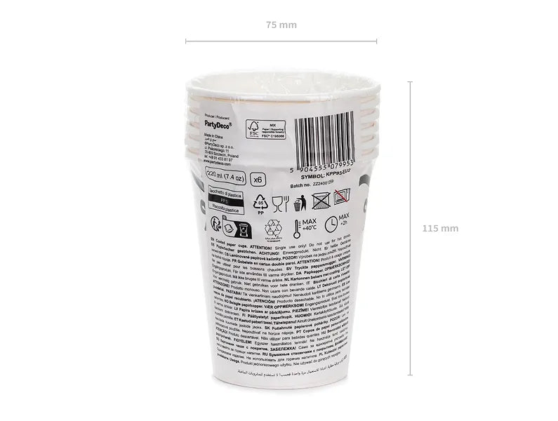 Tazze bianche e nere Bow 220ml 6 pezzi