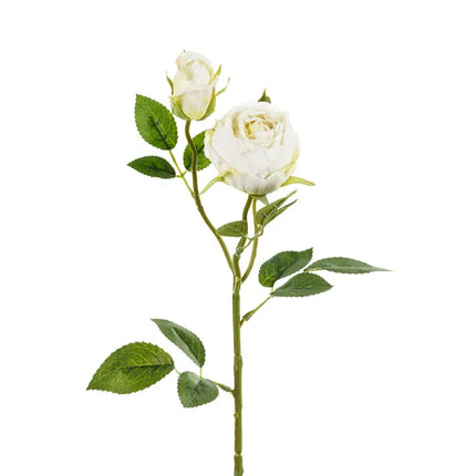 Fiore finto bianco di rosa 55 cm
