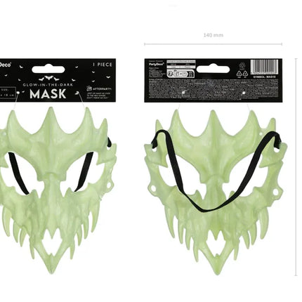 Maschera di Halloween Teschio verde che brilla nel buio