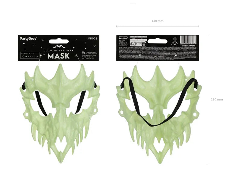 Maschera di Halloween Teschio verde che brilla nel buio