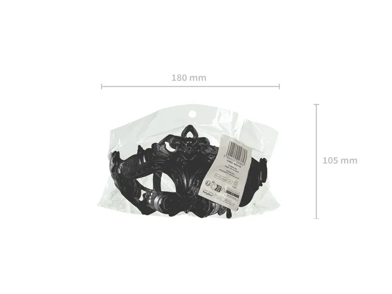 Maschera di Carnevale, 17x9 cm, nera