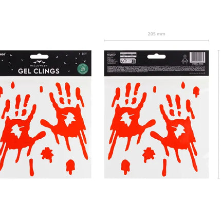 Adesivo per finestra Halloween Mani insanguinate rosse 24,5 cm