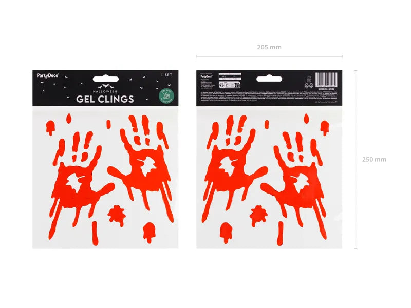 Adesivo per finestra Halloween Mani insanguinate rosse 24,5 cm