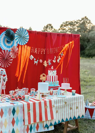 Tovaglia Circus Carta a righe bianche e rosse 1,8 m