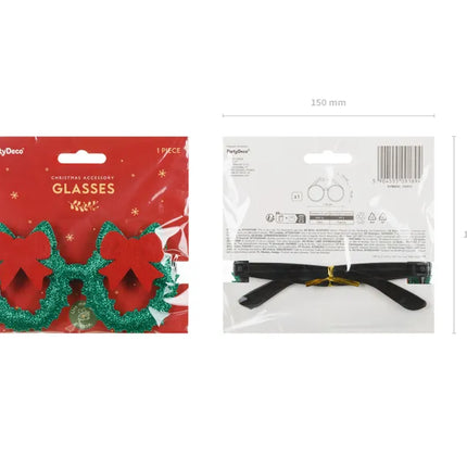 Bicchieri di Natale rosso verde con fiocco