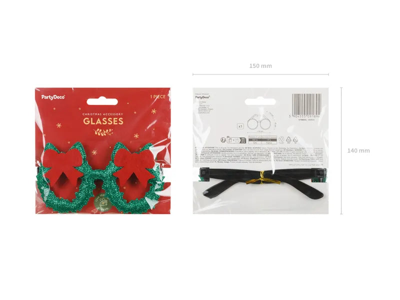 Bicchieri di Natale rosso verde con fiocco