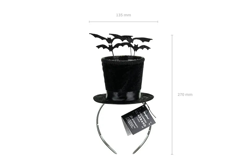 Cappello cerchietto nero con pipistrelli