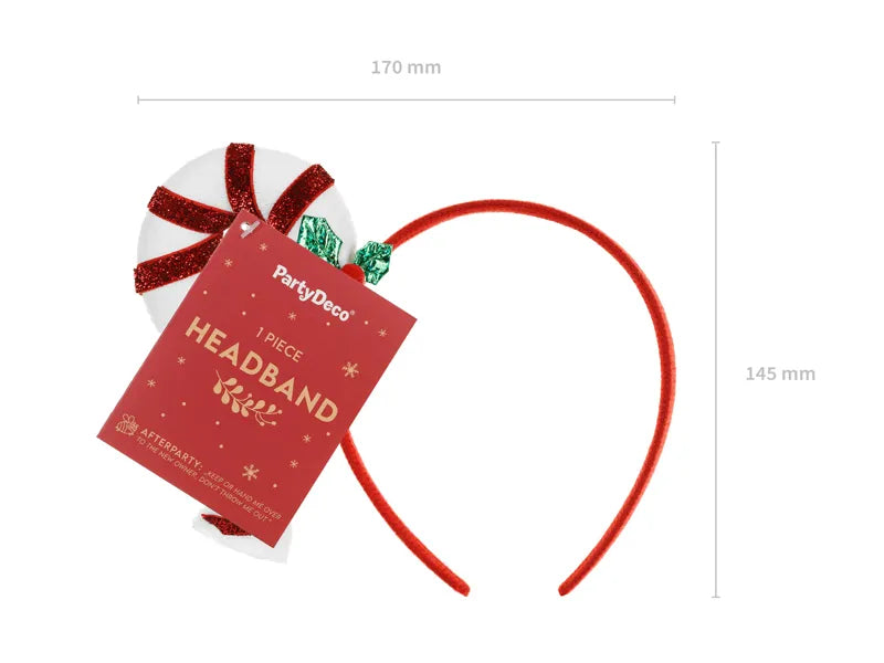 Cerchietto Candy Cane, 18,5x15,5 cm, misto