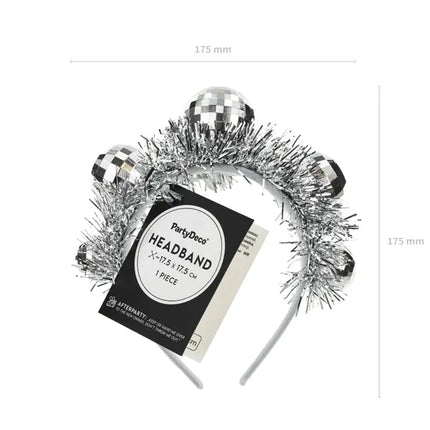 Disco 70S Fascia per capelli Argento Discoballs