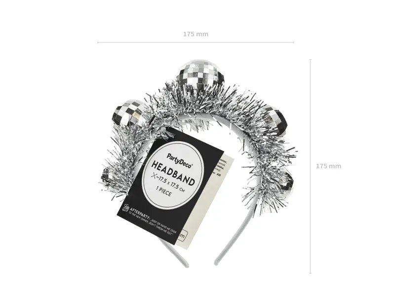 Disco 70S Fascia per capelli Argento Discoballs