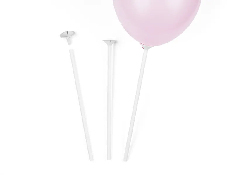 Bastoncini per palloncini bianchi 30cm 100pz