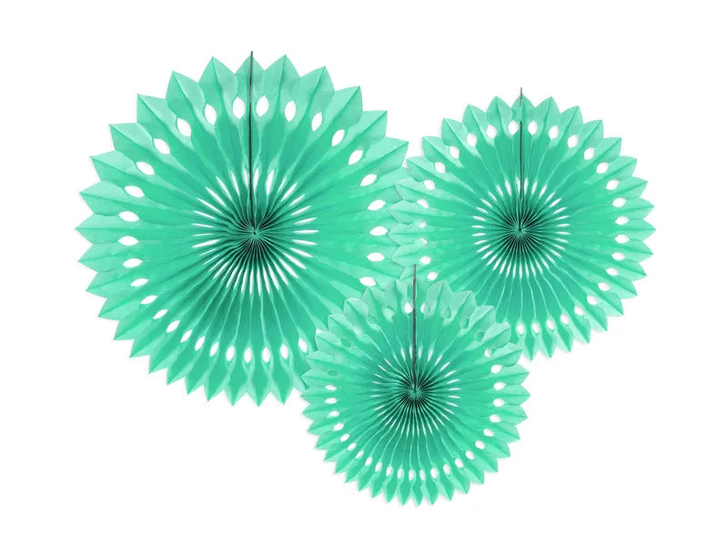 Ventagli di carta verde menta 20cm 3pz