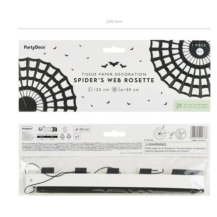 Decorazione a ragnatela appesa nera 50 cm