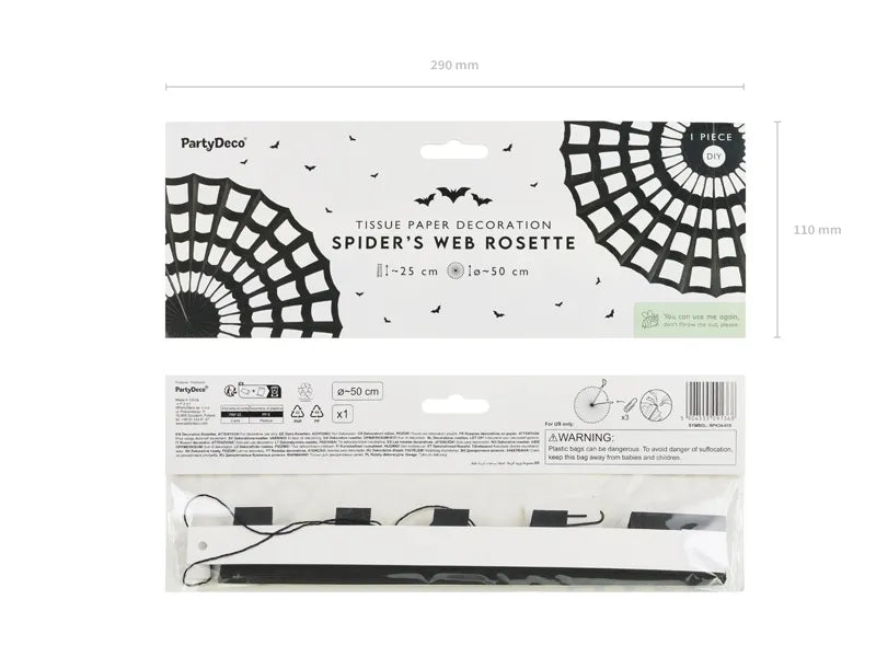 Decorazione a ragnatela appesa nera 50 cm