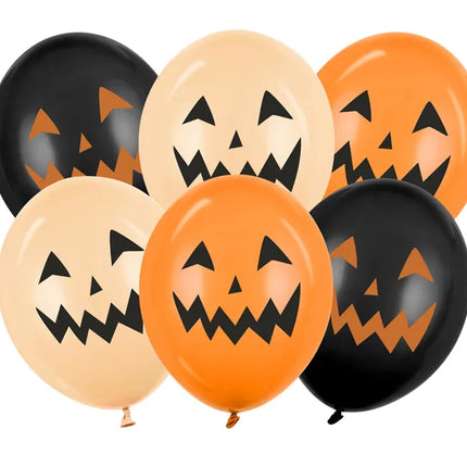 Palloncini di Halloween Zucche arancioni nere 30 cm 6 pezzi