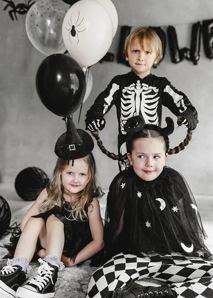 Palloncini di Halloween Ragni bianchi e neri 30 cm 6 pezzi