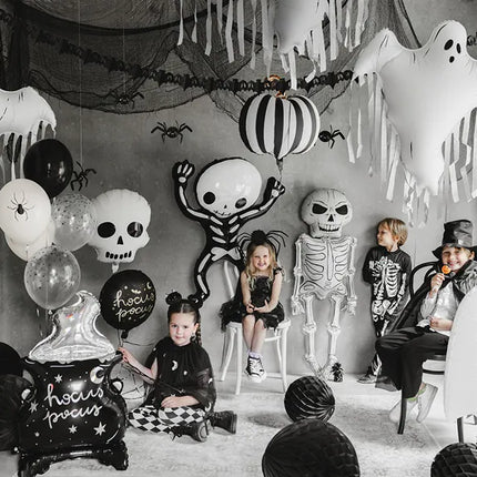 Palloncini di Halloween Ragni bianchi e neri 30 cm 6 pezzi