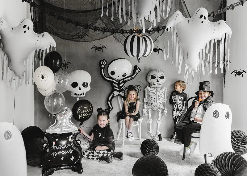 Palloncini di Halloween Ragni bianchi e neri 30 cm 6 pezzi