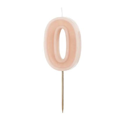 Candela di compleanno Numero 0 rosa antico