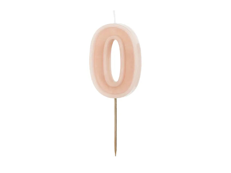 Candela di compleanno Numero 0 rosa antico
