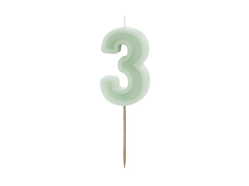 Candela 3 anni Verde menta 10 cm