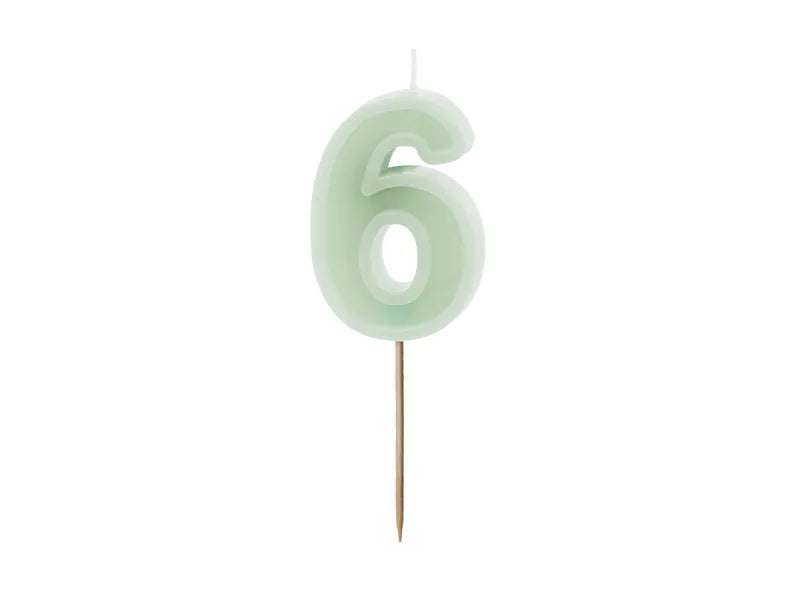 Candela 6 anni Verde menta 10 cm