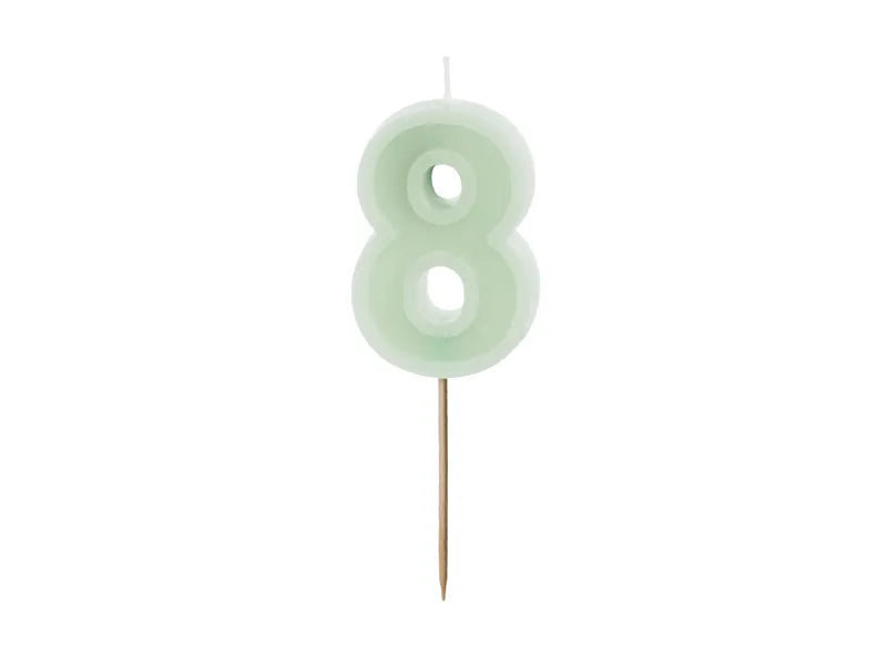 Candela 8 anni verde menta 10 cm