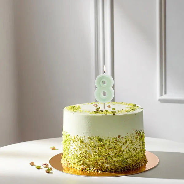 Candela 8 anni verde menta 10 cm