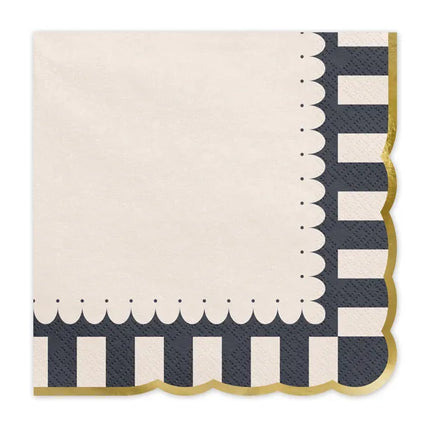 Tovaglioli colorati a righe con bordo dorato 33cm 12pz