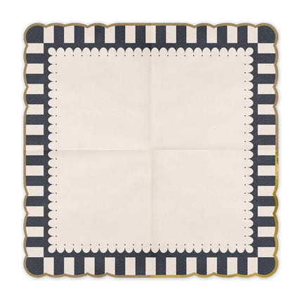 Tovaglioli colorati a righe con bordo dorato 33cm 12pz