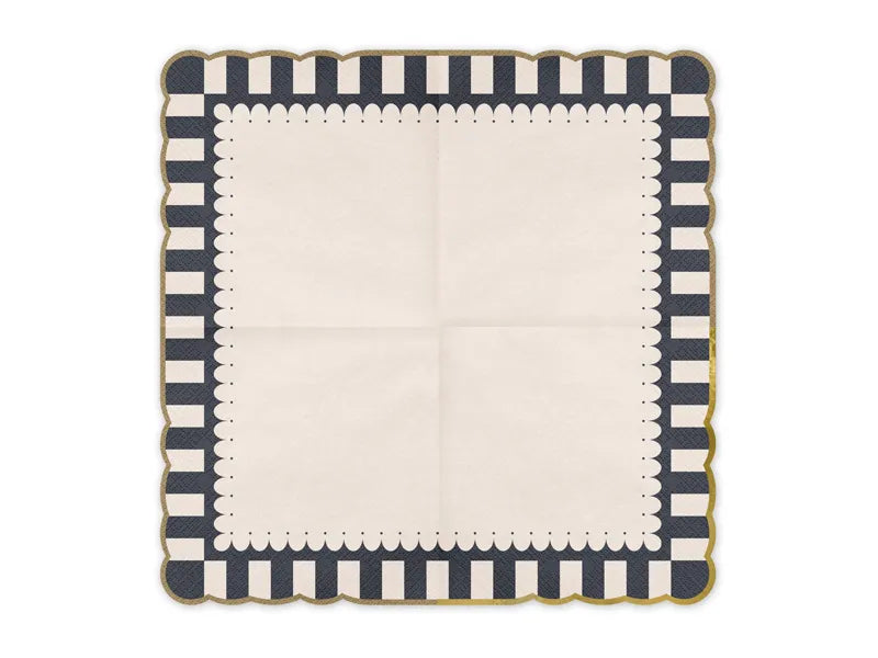 Tovaglioli colorati a righe con bordo dorato 33cm 12pz