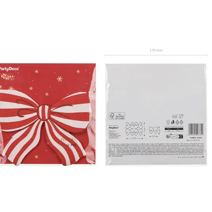 Tovaglioli a fiocco rosso bianco 16cm 12pz