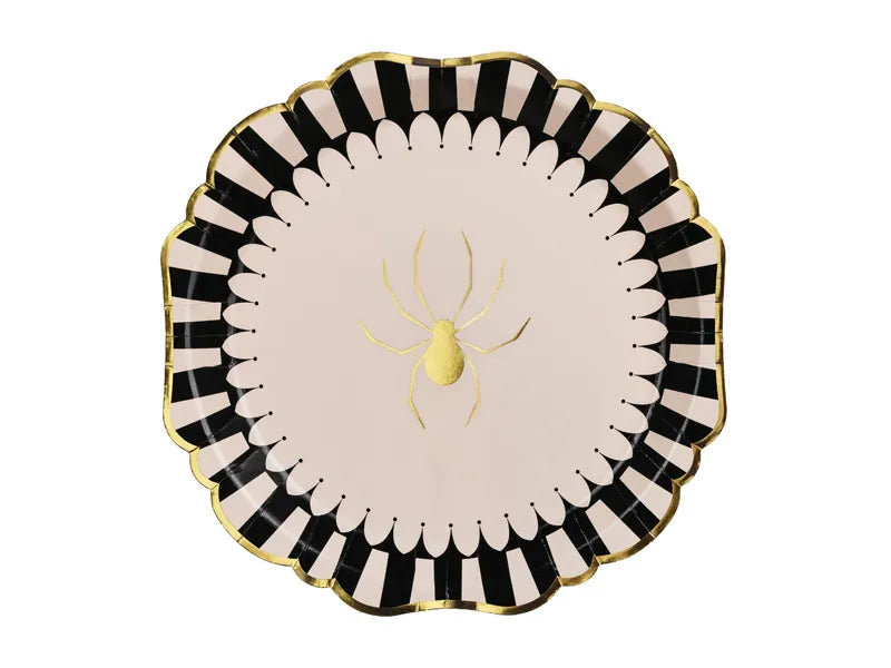 Piatti di Halloween a strisce di ragno 23 cm 6 pezzi
