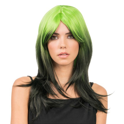 Parrucca Billie nera e verde 50 cm