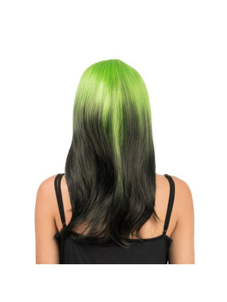 Parrucca Billie nera e verde 50 cm