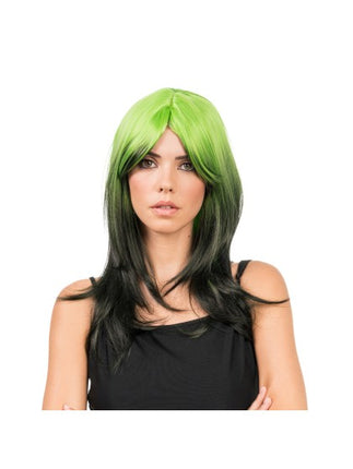 Parrucca Billie nera e verde 50 cm