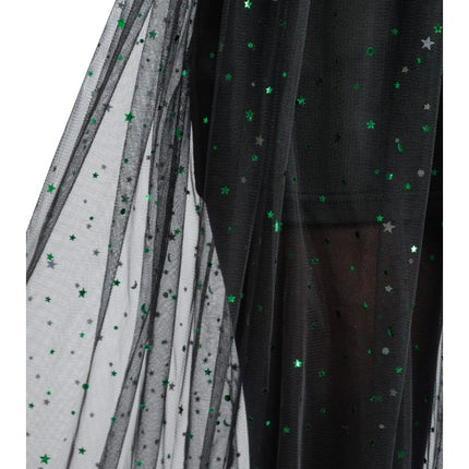 Abito Tule Rok da donna, nero con paillettes verdi