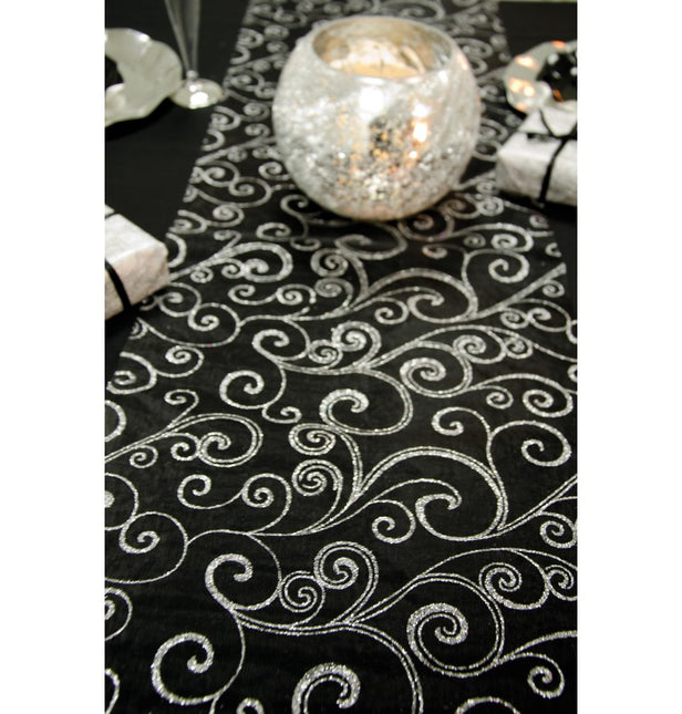 Runner da tavolo nero glitterato 5M 36cm