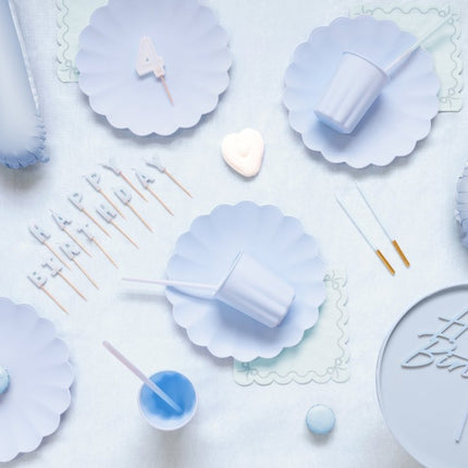 Blauw Gouden Kaars 14cm 12st van Partydeco koop je bij Partywinkel