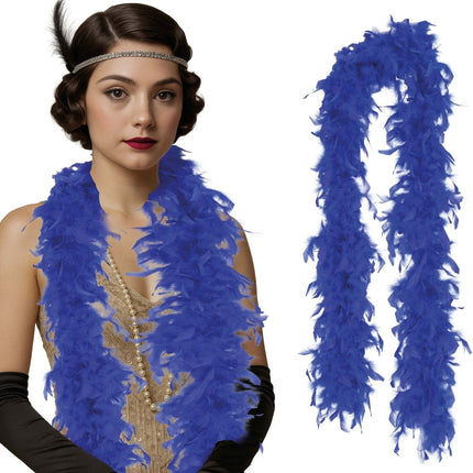 Blauwe Boa Veren 80gr van Fiestas Guirca koop je bij Partywinkel