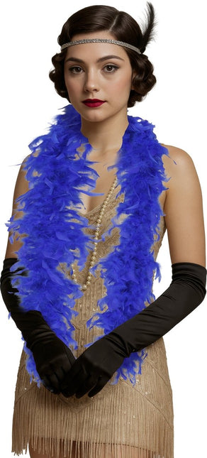 Blauwe Boa Veren 80gr van Fiestas Guirca koop je bij Partywinkel